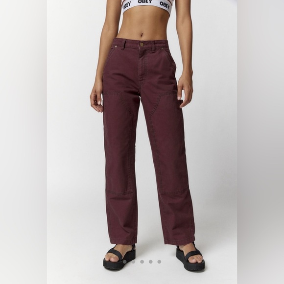 NWT Urban Outfitters BDG Maroon Chocolate Canvas Carpenter Pant Sz 29 - Picture 2 of 7